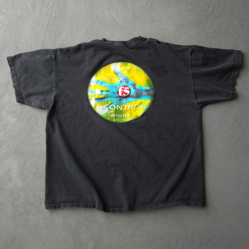 Vintage 2000s Y2K Port Company Black T-shirt XL F5 Networks Tech Promo